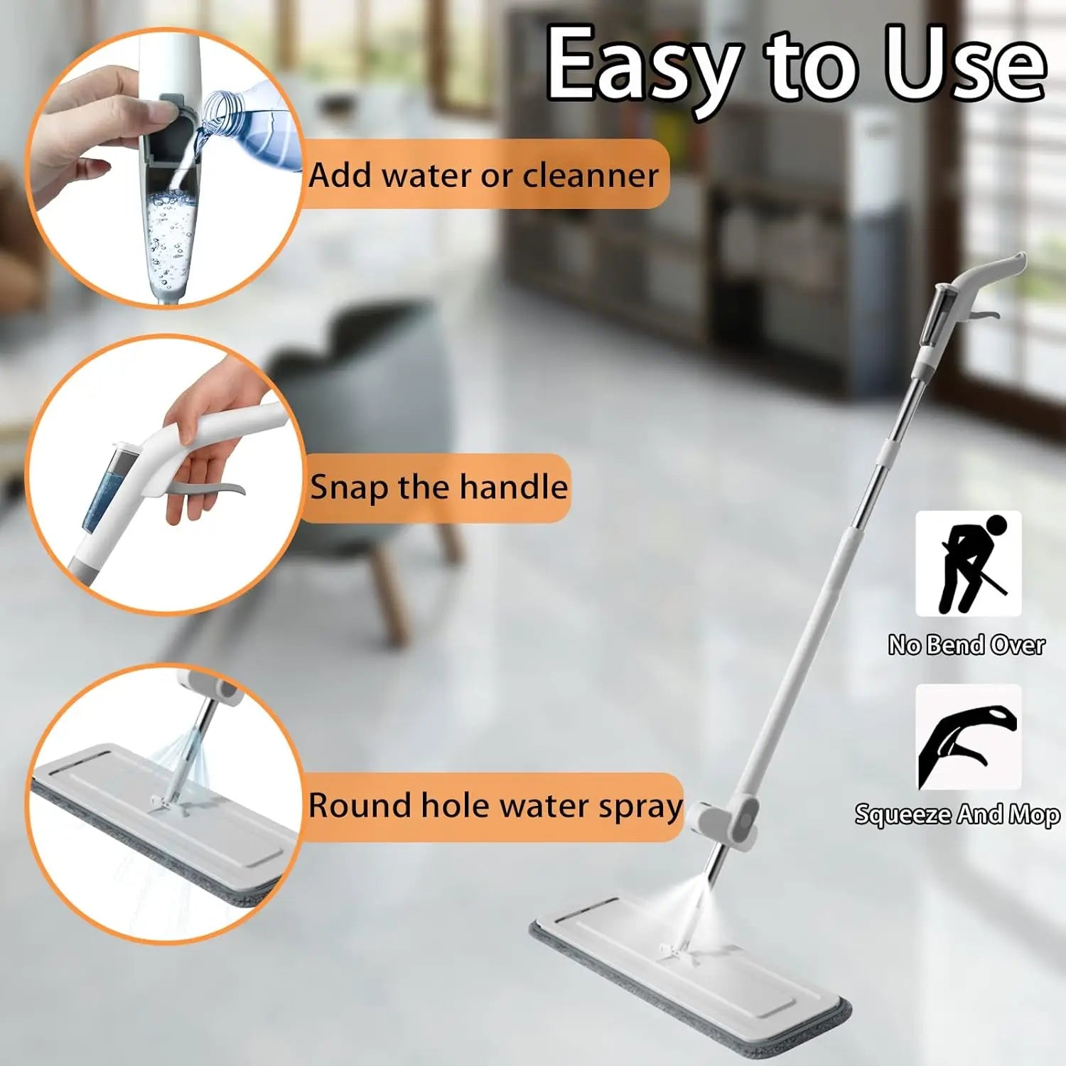Spray Flat Mop Squeeze Magic Microfiber Cloth Sterilization Acarid Cleaner Floor Mop Free Hand Washing Squeegee Easy To Drain