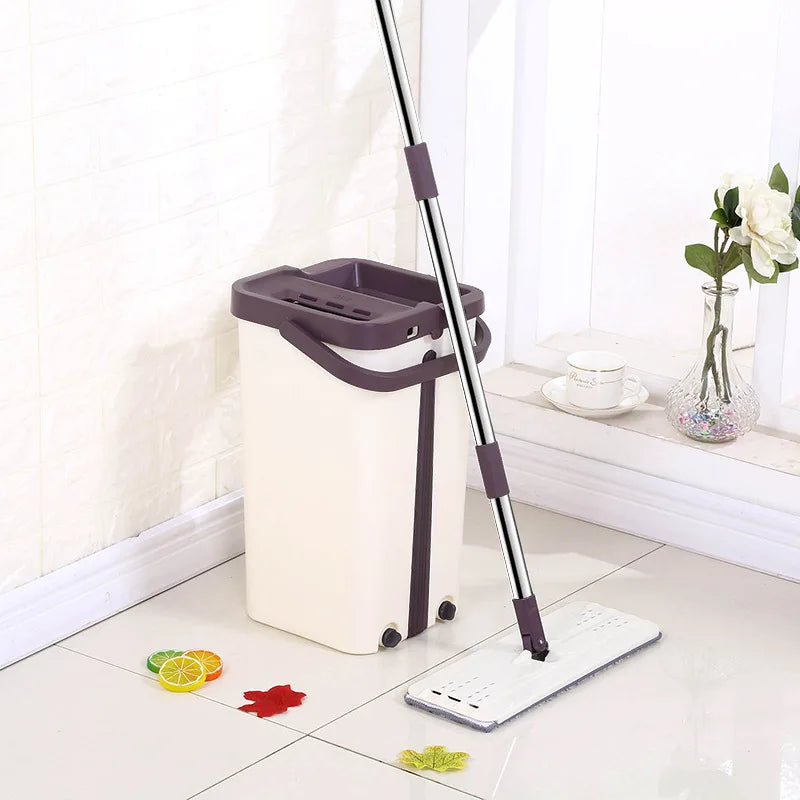 Customizable 2024 Mop Kit With Wringer Bucket Squeeze Mop and Bucket Hand-Free Wringing Floor Cleaning Mop