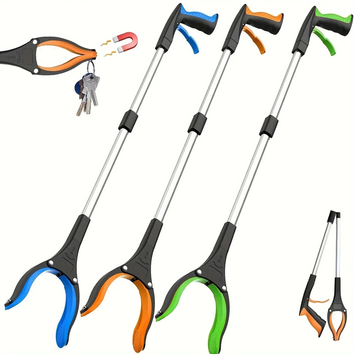 Grabber Tool Litter Grabber Stick Folding Household picker and Reaching Tool Heavy Duty Pick Up Stick for Seniors Trash Clamp