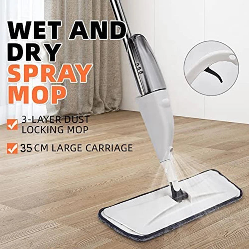 Newest Spray Mop 360° Rotation Reusable Microfiber Pads Cleaner with Refillable Bottle for Home Kitchen Hardwood Floor Cleaning