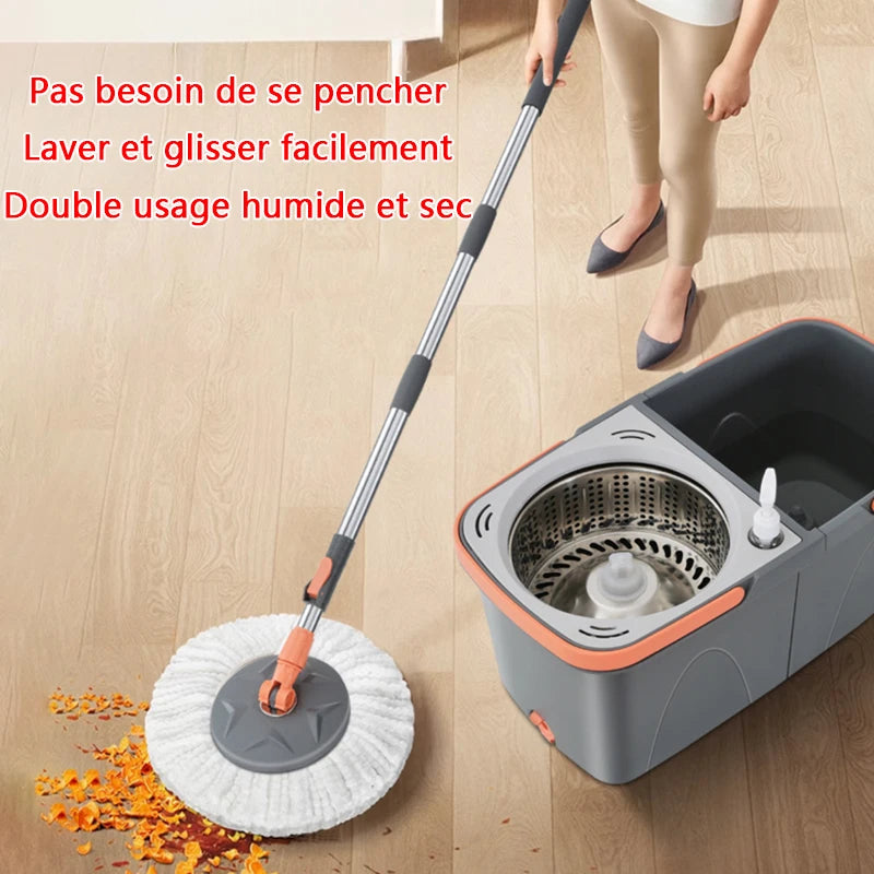New Detachable Double Bucket Mop Spin Mop Bucket Sets 360° Spinning Floor Cleaning Mop Reusable Microfiber Heads Home Lazy mop