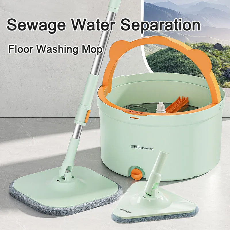 Dirty Separation Spin Mop Household Cleaning Wet and Dry Mop Replacable Heads Mops Window Cleaner Tool Easy To Drain Squeeze Mop