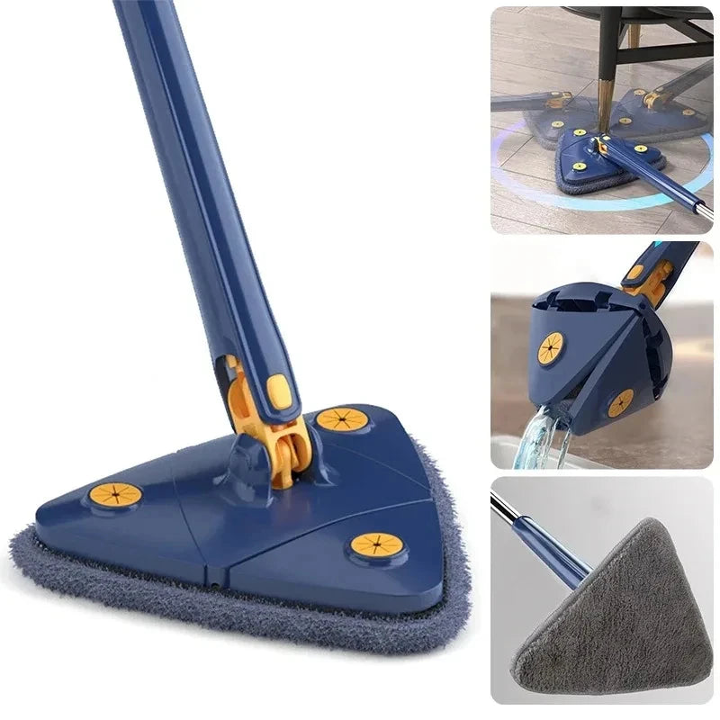 360 New Triangle Mop Rotatable Extendable Adjustable 110 Cm Cleaning Mop For Tub Tile Floor Wall Cleaning Mop Deep Cleaning Mop