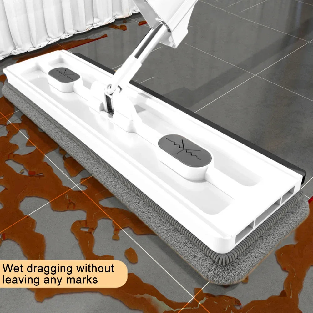 Flat Squeeze Mop with Folding Bucket Hand Free Washing Microfiber Replacement Pad Automatic Spin mops floor house cleaning